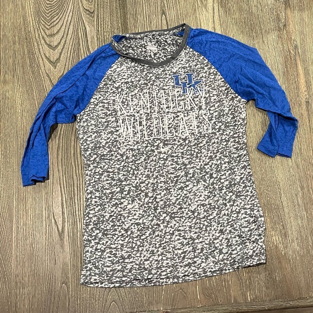 Nike Womens UK Kentucky Wildcats Raglan Top 3/4 Sleeve Heather Gray Blue Size M